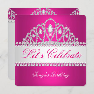 Invitation Princesse Fuchsia Diamant blanc Tiara Anniversaire