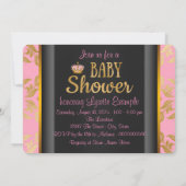 Invitation Princesse indienne Baby shower rose et noir (Dos)