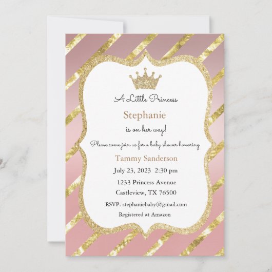 Invitation Princesse, Invitation Baby Shower (Devant)