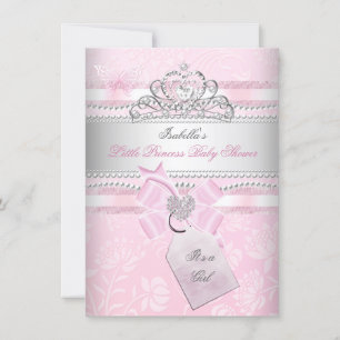 Invitation Princesse Joli Baby shower Fille Papillon Coeur