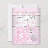 Invitation Princesse Joli Baby shower mignonne fille Tiara Ou (Devant)