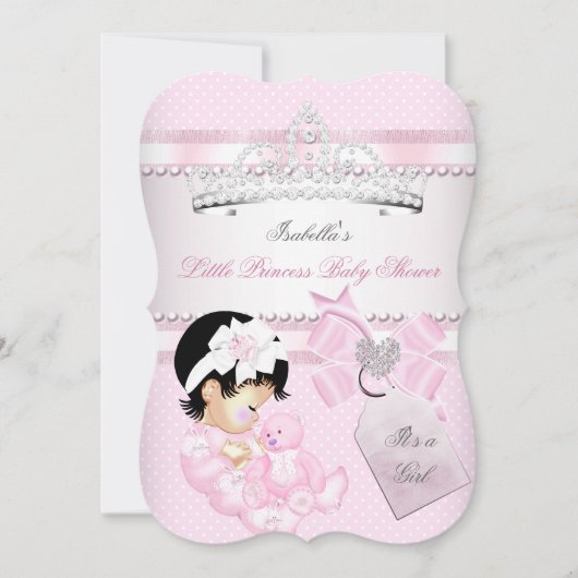 Invitation Princesse Joli Baby shower mignonne fille Tiara Sp (Devant)
