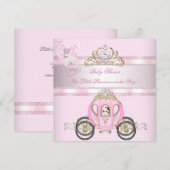 Invitation Princesse Jolie Baby shower Cute Girl Carriage (Devant / Derrière)