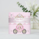 Invitation Princesse Jolie Baby shower Cute Girl Carriage (Debout devant)