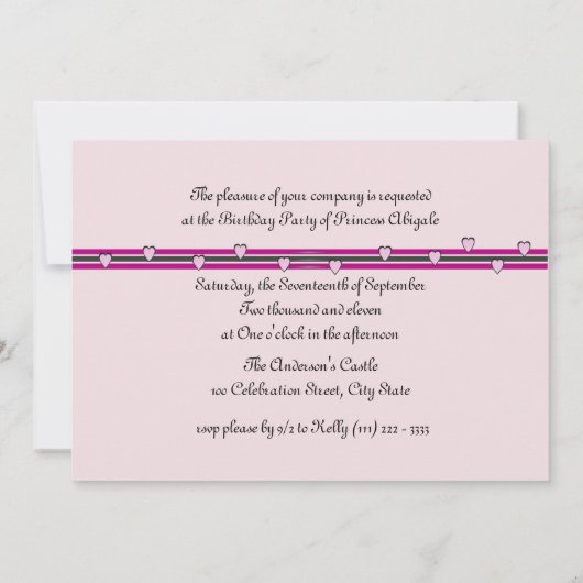 Invitation Princesse Kitty Photo (Dos)