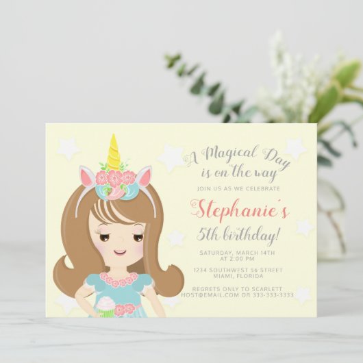 Invitation Princesse Licorne (Debout devant)