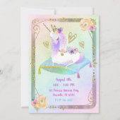 Invitation Princesse Licorne Arc-en-ciel Pastel Iridescent Fê (Dos)