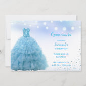 Invitation Princesse Lt Blue Gown Lights Quinceanera (Devant)