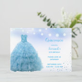 Invitation Princesse Lt Blue Gown Lights Quinceanera (Debout devant)