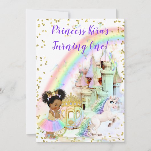 Invitation Princesse magique Castle Carriage Unicorn (Devant)
