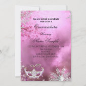 Invitation Princesse Magique Quinceanera Masquerade Rose 2 (Dos)