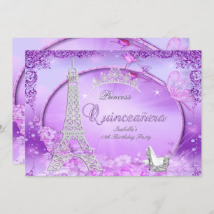 Invitation Princesse Magique Quinceanera Purple talons hauts