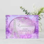 Invitation Princesse Magique Quinceanera violet rose Tiara (Debout devant)