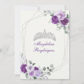 Invitation Princesse mexicaine Couronne royale violette et ar (Dos)