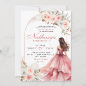 Invitation Princesse mexicaine rose pâle Quinceanera (Devant)
