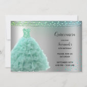 Invitation Princesse Mint Green Gown Lights Quinceanera (Devant)