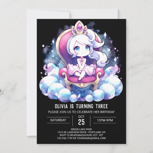 Invitation Princesse moderne Anniversaire (Devant)