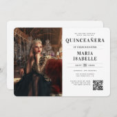 Invitation Princesse moderne Photo QR Code Quinceañera (Devant / Derrière)