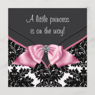 Invitation Princesse noire élégante baby shower de damassé