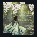 Invitation Princesse noire et grenouille Sage Vert robe douce<br><div class="desc">Personnalisez cette enchanteresse invitation Sweet 16 anniversaire facilement et rapidement. Cliquez simplement sur le bouton Modifier à l'aide des outils de conception pour modifier le texte, modifier les styles de police et les couleurs de police. Doté d'une fille noire habillée d'une robe verte sage, d'un prince de grenouille, d'une belle...</div>