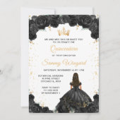 Invitation Princesse noire Floral Quinceañera (Devant)