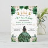 Invitation Princesse occidentale robe verte anniversaire (Debout devant)