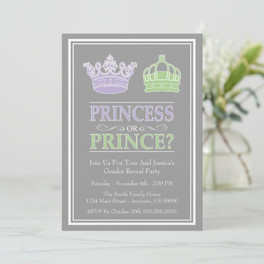 Invitation Princesse ou prince Gender Reveal Party (Debout devant)