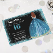 Invitation Princesse Pailletée Turquoise Enchanteresse Douce