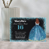 Invitation Princesse Pailletée Turquoise Enchanteresse Douce