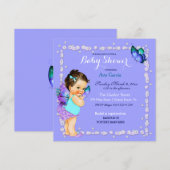 Invitation Princesse Papillon Bébé Fille Lavande (Devant / Derrière)