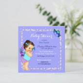 Invitation Princesse Papillon Bébé Fille Lavande (Debout devant)