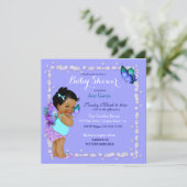 Invitation Princesse Papillon Bébé Fille Violet Turquoise (Debout devant)