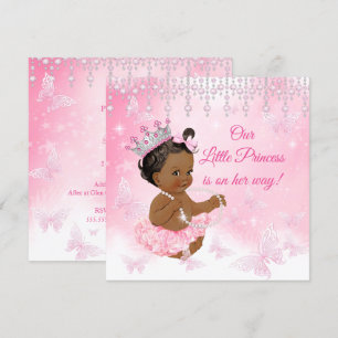 Invitation Princesse Papillon Rose Fête de Naissance Ethnique