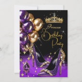 Invitation Princesse Parties scintillant violet hauts talons (Devant)