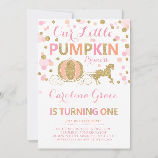 Invitation Princesse Party de citrouille d'invitation (Devant)