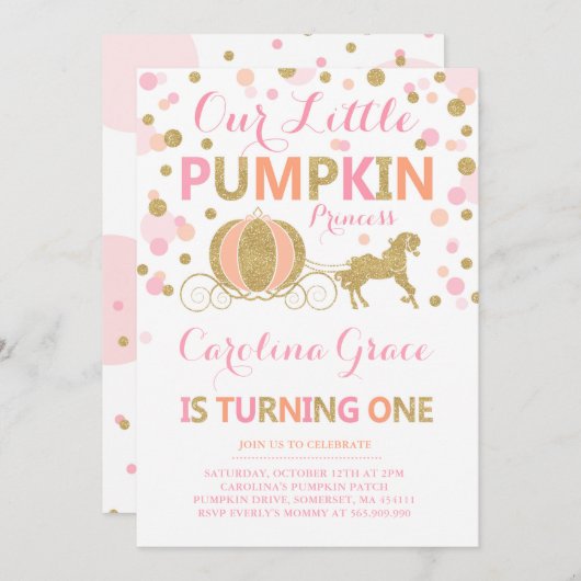 Invitation Princesse Party de citrouille d'invitation (Devant / Derrière)