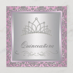 Invitation Princesse Party de rose de diadème de diamant