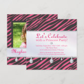 Invitation Princesse Party Zebra Stripes dans l'anniversaire (Devant / Derrière)