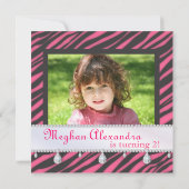 Invitation Princesse Party Zebra Stripes dans l'anniversaire (Dos)