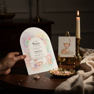 Invitation Princesse Pastel Fête de Naissance en Forêt Enchan
