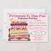 Invitation Princesse & Pea Pajama fête d'anniversaire (Devant)