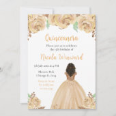 Invitation Princesse Peach Floral Quinceanera (Devant)