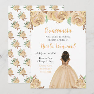 Invitation Princesse Peach Floral Quinceanera