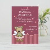 Invitation Princesse personnalisable de fée de rose d'ours de (Debout devant)