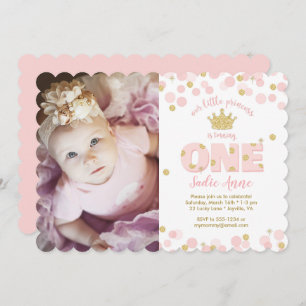 Invitation Princesse Pink Gold Parties scintillant Premier an