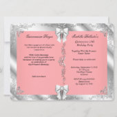 Invitation Princesse Pink PEACH Quinceanera Silver Photo BIG (Dos)