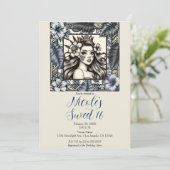 Invitation Princesse Polynésienne Fleur Bleue Tribale Douce 1 (Debout devant)