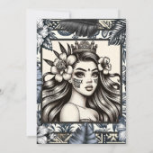 Invitation Princesse Polynésienne Fleur Bleue Tribale Douce 1 (Dos)