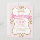 Invitation Princesse Premier anniversaire Pink and Gold Party (Devant)