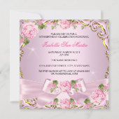 Invitation Princesse Pretty Blush Roses Rose Or Anniversaire (Dos)